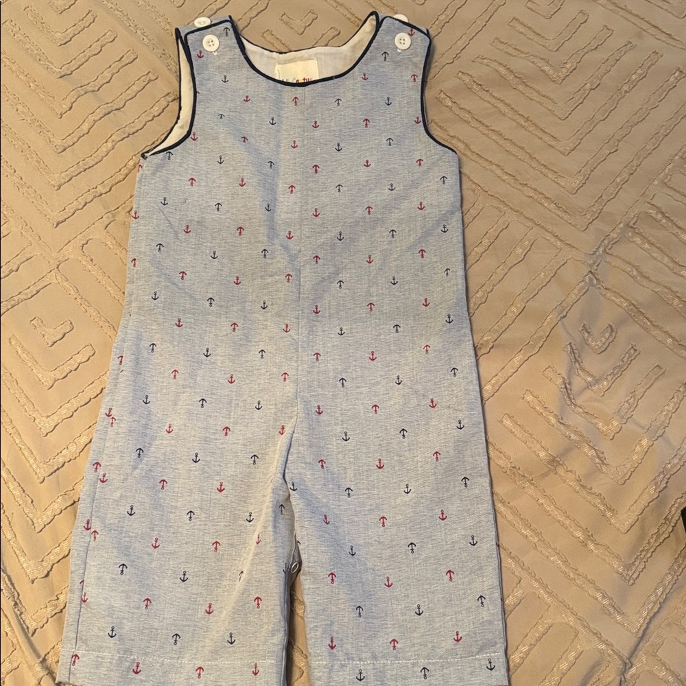 Cactus Light Blue Romper with Anchor Design